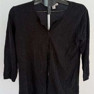 Coldwater Creek | Black Cardigan | Medium | 3/4 Sleeve | Button Front
